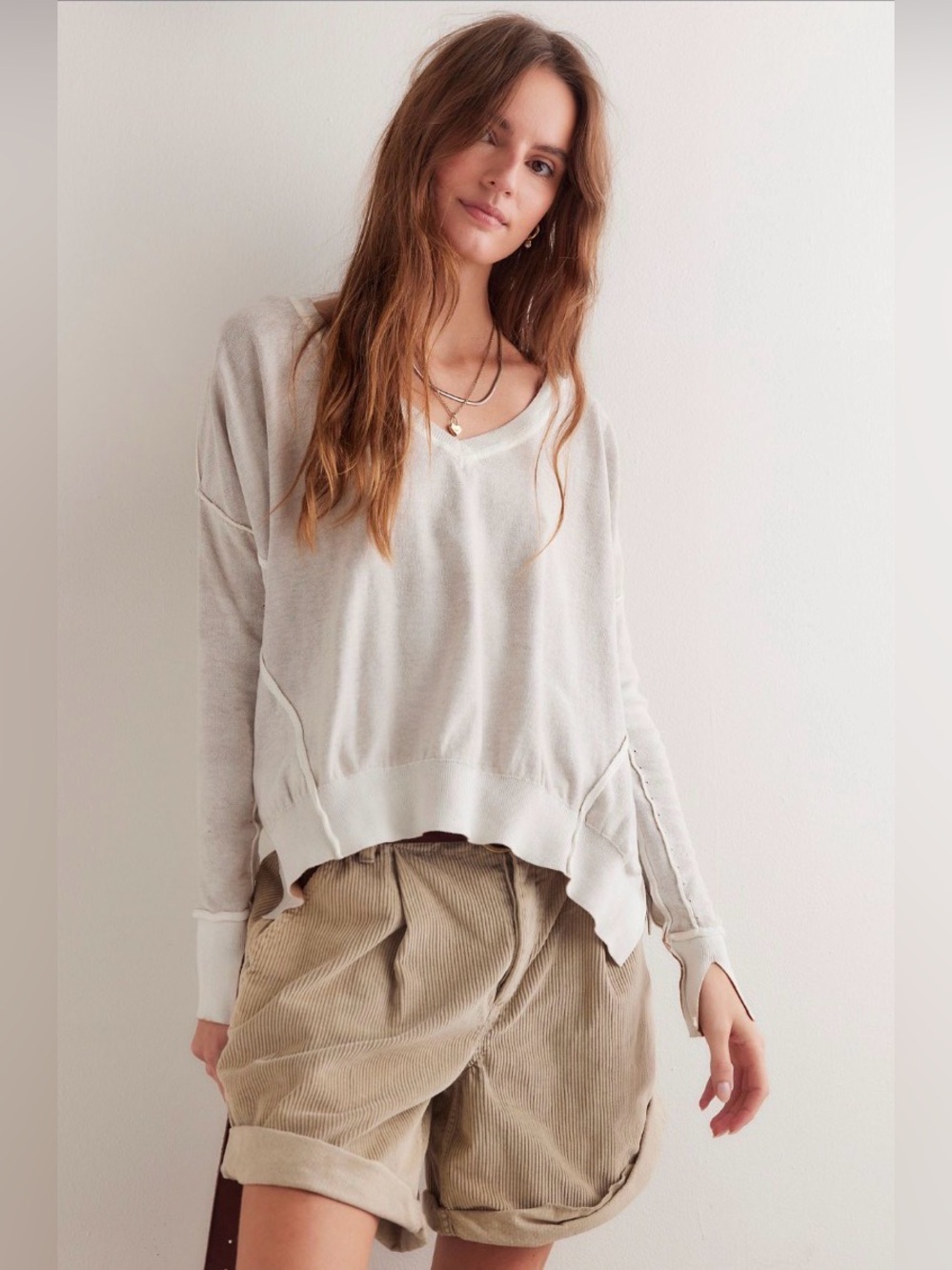 FREE PEOPLE We The Free Gibson V-Neck Pullover TOP